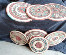 Load image into Gallery viewer, Ethiopian handwoven basket Round wall basket,African Art, Décor Baskets,Wicker Basket ,Flat Basket, Straw Basket ,Wall Boho Decor
