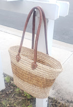 Load image into Gallery viewer, Handmade Moroccan Natural French Basket Leather Handle ,African Straw Bag,Woman Tote Beach Bag, Shopping Bag,Straw beach tote,Gift for her
