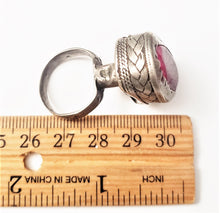 Load image into Gallery viewer, antique Tuareg elevated red Stone silver ring size 7 tribal jewelry Hand Crafted ,Silver,Ethnic Jewelry,Tribal Jewelry
