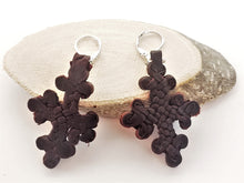Load image into Gallery viewer, Ethiopian Leather Coptic Cross Amulet Earrings , Christian Jewelry, braided leather, Earrings cross,leather Jewelry,Cross Earrings
