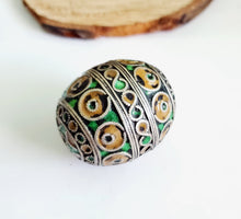 Load image into Gallery viewer, Antique Moroccan Enameled Silver Ball Pendent with Enameled,Hand Crafted Silver,Pendants Necklace,Ethnic Jewelry,Tribal Jewelry
