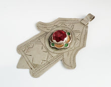 Load image into Gallery viewer, Moroccan Old Silver &amp; Enamel Hand of Fatima Hamsa Pendant Amulet,Berber Jewelry,African Jewelry,Moroccan Jewelry,Hand of Fatima Charm,
