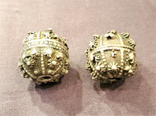 Load image into Gallery viewer, 2 Old silver star burst granulation hallmarked Globe bead from Yemen circa 1930s,Bedouin tribal ,Hand Crafted Silver,Ethnic Jewelry
