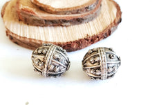 Load image into Gallery viewer, Old silver star burst granulation hallmarked Globe beads from Yemen circa 1930s,Bedouin tribal ,Hand Crafted Silver,Ethnic Jewelry
