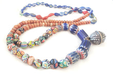 Load image into Gallery viewer, Antique Seven Layer Chevron Venetian Millefiori Kiffa Agate Strand Beads 1800's African Trade,venetian bead,Old Glass Beads
