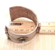 Load image into Gallery viewer, Antique SILVER Enamel Moroccan Berber Ida ou Nadif BRACELET,ethnic tribal,tribal bracelets,Moroccan jewelry,ethnic jewelry,Tuareg bracelets
