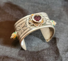 Load image into Gallery viewer, Antique SILVER Enamel Moroccan Berber Ida ou Nadif BRACELET,ethnic tribal,tribal bracelets,Moroccan jewelry,ethnic jewelry,Tuareg bracelets
