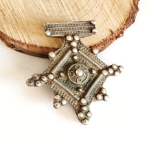 Load image into Gallery viewer, Moroccan Berber Old traditional silver cross pendant,Berber Talisman,Berber Jewelry,African Jewelry,Moroccan Jewelry,Berber Ethnic,
