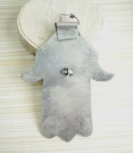Load image into Gallery viewer, Moroccan Old Silver &amp; Enamel Hand of Fatima Hamsa Pendant Amulet,Berber Jewelry,African Jewelry,Moroccan Jewelry,Hand of Fatima Charm,

