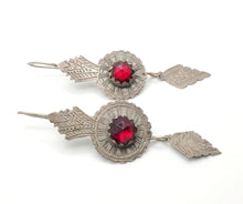 Load image into Gallery viewer, Antique Moroccan Old Berber Earrings Silver with Glass Talhakimt,Ethnic Tribal,sliver Earrings,Dangle &amp; Drop, Earrings,Tribal Jewelry,
