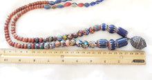 Load image into Gallery viewer, Antique Seven Layer Chevron Venetian Millefiori Kiffa Agate Strand Beads 1800's African Trade,venetian bead,Old Glass Beads
