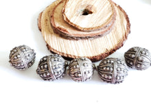 Load image into Gallery viewer, Old silver star burst granulation hallmarked Globe beads from Yemen circa 1930s,Bedouin tribal ,Hand Crafted Silver,Ethnic Jewelry
