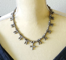 Load image into Gallery viewer, Old Ethiopian Telsum Silver Phallic Pendants cross Necklace,Hand Crafted, Ethiopian Telsum,african Silver, ethiopian jewelry
