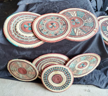 Load image into Gallery viewer, Ethiopian handwoven basket Round wall basket,African Art, Décor Baskets,Wicker Basket ,Flat Basket, Straw Basket ,Wall Boho Decor
