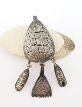 Load image into Gallery viewer, Rare antique Moroccan silver chased pendant, Berber Amulet,Berber Jewelry,African Jewelry,Charm Pendant,
