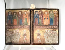 Load image into Gallery viewer, antique Ethiopian Coptic Christian Orthodox Leather cover Wood Painted Icon,African ,Art Décor,Home Décor, religious art
