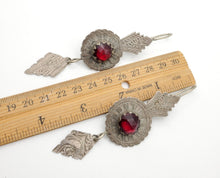 Load image into Gallery viewer, Antique Moroccan Old Berber Earrings Silver with Glass Talhakimt,Ethnic Tribal,sliver Earrings,Dangle &amp; Drop, Earrings,Tribal Jewelry,
