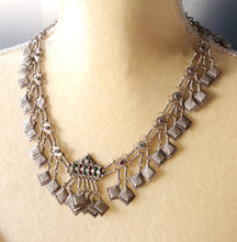 Load image into Gallery viewer, Old silver Afghan necklace from Pashtun Ethnic Afghani, tribal adornment, ethnic tribal necklace. Pashtun jewelry, Boho jewelry, gypsy style
