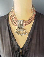 Load image into Gallery viewer, Antique Yemenite Silver Filigree Multi-strand Beads Necklace ethnic Jewelry circa 1910s
