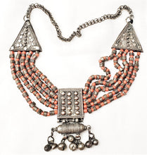 Load image into Gallery viewer, Antique Yemenite Silver Filigree Multi-strand Beads Necklace ethnic Jewelry circa 1910s
