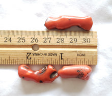 Load image into Gallery viewer, Antique Berber 3 Natural Branch Red Coral Beads Morocco 16gr Mediterranean
