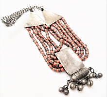 Load image into Gallery viewer, Antique Yemenite Silver Filigree Multi-strand Beads Necklace ethnic Jewelry circa 1910s
