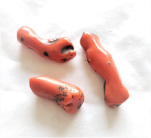Load image into Gallery viewer, Antique Berber 3 Natural Branch Red Coral Beads Morocco 16gr Mediterranean
