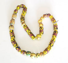 Load image into Gallery viewer, African Old European Wedding Cake Venetian Yellow Pineapple 31 Mixed beads,Ethiopian Glass,Trade Beads Venetian Necklace,African,
