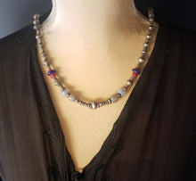 Load image into Gallery viewer, Antique Ethiopian Silver Heishi and Glass Beads necklace,Beads Hand Crafted Glass, Ethiopian Trade,Silver Beads ,Venetian Trade Necklace
