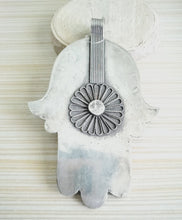 Load image into Gallery viewer, Moroccan Huge Enamel Silver Hand of Fatima Hamsa Pendant Amulet,Berber Jewelry, Enamel Jewelry,Moroccan Jewelry,Hand of Fatima Charm,
