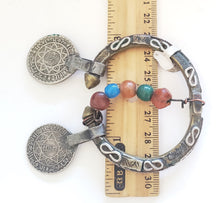 Load image into Gallery viewer, antique silver coins glass baeds Tuareg head ornament,Mauritania glass,Berber Jewelry,African Jewelry,Moroccan Jewelry,Berber Ethnic,
