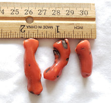 Load image into Gallery viewer, Antique Berber 3 Natural Branch Red Coral Beads Morocco 16gr Mediterranean
