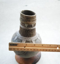 Load image into Gallery viewer, Antique Ethiopian Tribal Hand carved Wood Milk Samburu Black Wood silver Milk Jug African Decor, ,Art Décor,Home Décor, religious art
