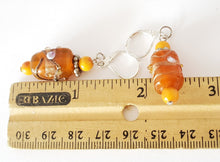 Load image into Gallery viewer, Old Wedding Cake Venetian glass Beads natural amber Earrings ,Ethiopia Ethnic Tribal.,African Trade Beads
