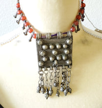 Load image into Gallery viewer, Antique Ethiopian silver amulet Phallic Pendants Glass Beads necklace,Hand Crafted, Ethiopian Telsum,african Silver, ethiopian jewelry
