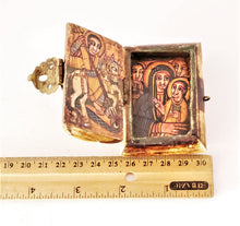 Load image into Gallery viewer, antique Ethiopian Two side icon bon box Coptic Orthodox Church, Hand Painted ,Religious Orthodox Christianity,Heavenly Protector,Home Décor
