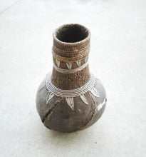 Load image into Gallery viewer, Antique Ethiopian Tribal Hand carved Wood Milk Samburu Black Wood silver Milk Jug African Decor, ,Art Décor,Home Décor, religious art
