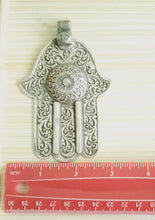 Load image into Gallery viewer, Moroccan Old Huge silver Hand of Fatima Hamsa Pendant Amulet,Berber Jewelry,African Jewelry,Moroccan Jewelry,Hand of Fatima Charm,
