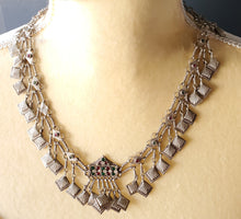 Load image into Gallery viewer, Old silver Afghan necklace from Pashtun Ethnic Afghani, tribal adornment, ethnic tribal necklace. Pashtun jewelry, Boho jewelry, gypsy style
