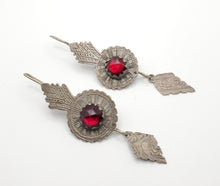 Load image into Gallery viewer, Antique Moroccan Old Berber Earrings Silver with Glass Talhakimt,Ethnic Tribal,sliver Earrings,Dangle &amp; Drop, Earrings,Tribal Jewelry,

