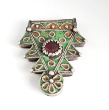 Load image into Gallery viewer, Antique Berber Silver enamel Pendant silver 925,moroccan Amulet ,Berber Jewelry, enamel Jewelry,Charm Pendant,
