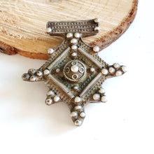 Load image into Gallery viewer, Moroccan Berber Old traditional silver cross pendant,Berber Talisman,Berber Jewelry,African Jewelry,Moroccan Jewelry,Berber Ethnic,
